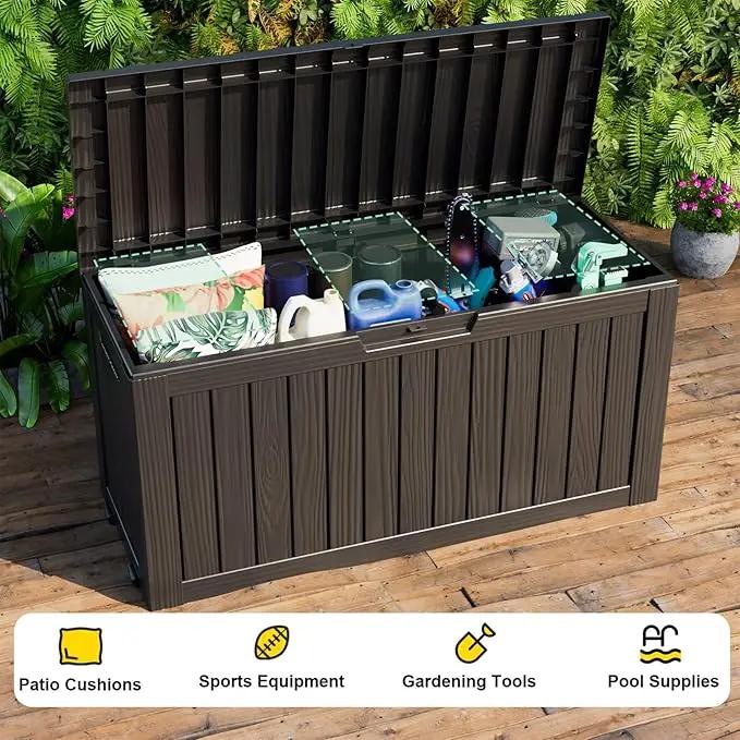 75 Gallon Resin Deck Box, Lockable Outdoor Storage Box for Patio Cushions Storage Furniture,Garden Tools, Pool Supplies, Weatherproof and UV Resistant（Black） by GreenHaven Gardens