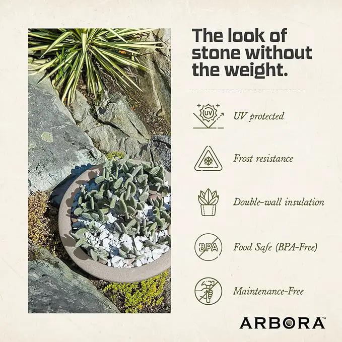 ARBORA 21" and 26” Santorini Bowls with Classic Cream Finish - Polyresin Indoor and Outdoor Planters, Durable, Weatherproof, Lightweight, Large Plant Pots for Patio, Garden, Deck by GreenHaven Gardens