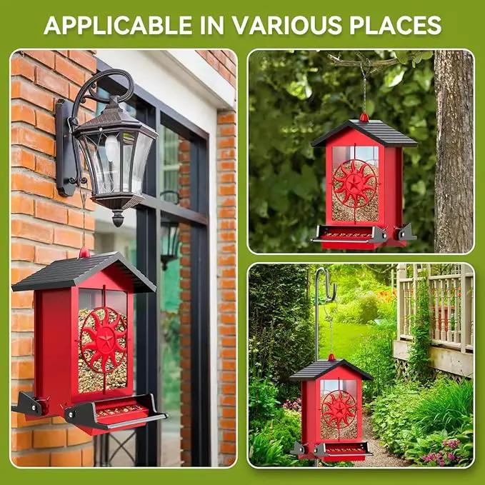 Squirrel Proof Bird Feeders for Outdoors, 5LBS Large Capacity Metal Wild Bird Feeder with Bilateral Weight-Activated Perches, Anti Squirrel Bird Feeders for Outside Finch, Cardinal, Blue Jay by GreenHaven Gardens