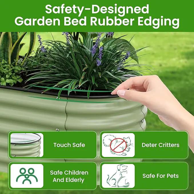 5x2x1.4 Ft Raised Garden Bed, Planter Box Outdoor with Rubber Edge Zinc-Aluminum-Magnesium Stainless Steel Durable Metal Garden Beds Kit for Vegetables, Flowers, Herbs and Succulents, Light Green by GreenHaven Gardens