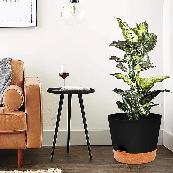 GARDIFE 12 inch Plant Pots, planters, Self Watering Pots, Large Plastic Flower pots with Deep Reservior and High Drainage Holes for Indoor Outdoor Plants and Flowers, Black by GreenHaven Gardens