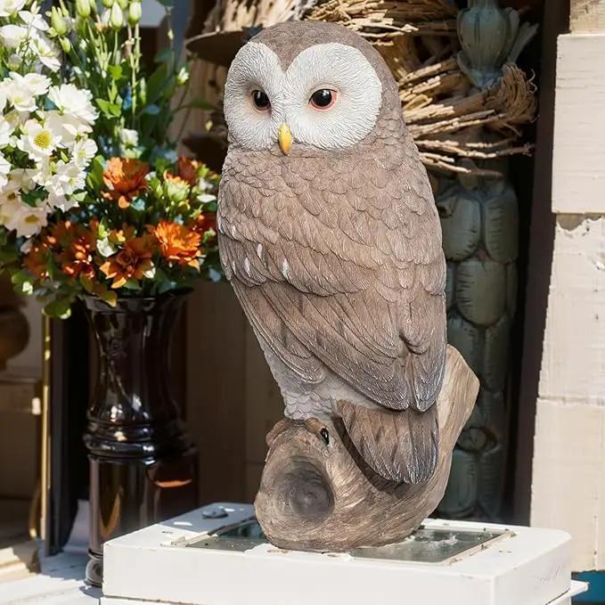 Owl Outdoor Statues Garden Yard - Decoration Home Decor Indoor Desk Tabletop Collectible Figurines Ancient Retro Collection 11" x4.5" x5 Inch by GreenHaven Gardens