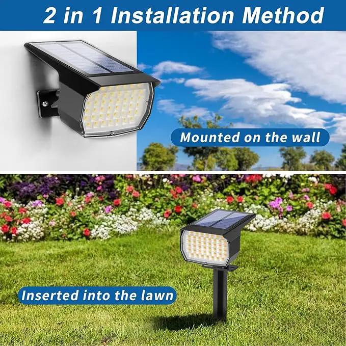 Solar Spot Lights Outdoor Waterproof IP65, 2 Pack Landscape Spotlights with 46 LEDs, 3 Modes Auto On/Off Solar Powered Flood Lights for Outside Pathway, Yard, Garden, Walkway (Warm White) by GreenHaven Gardens
