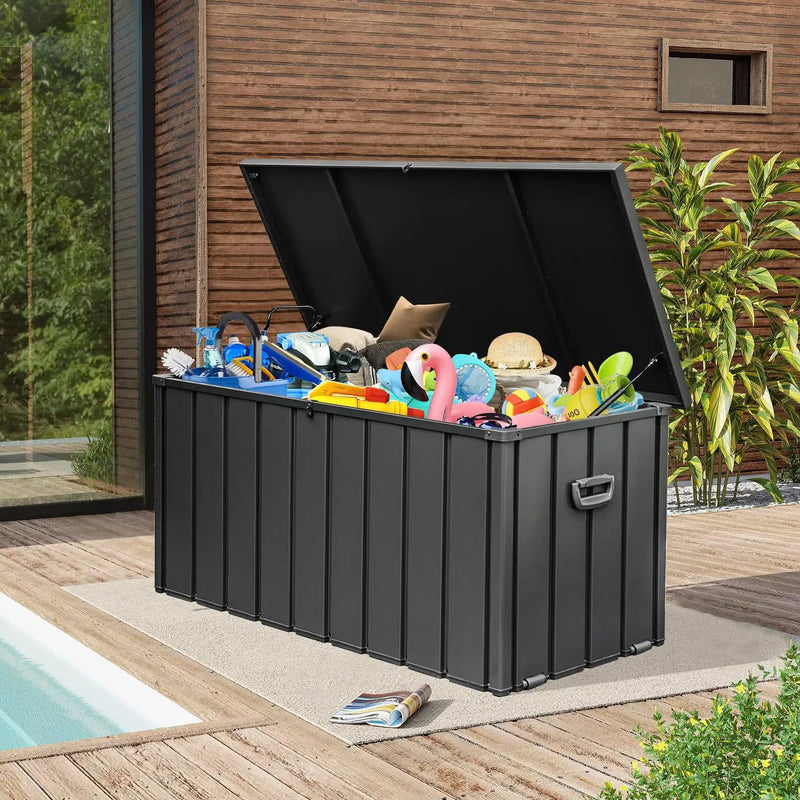 Domi 160-Gallon Outdoor Storage Box – Waterproof, Lockable Storage Cabinet for Patio Furniture, Garden Tools & Pool Supplies – Large Metal Storage for Cushions, Toys & More by GreenHaven Gardens