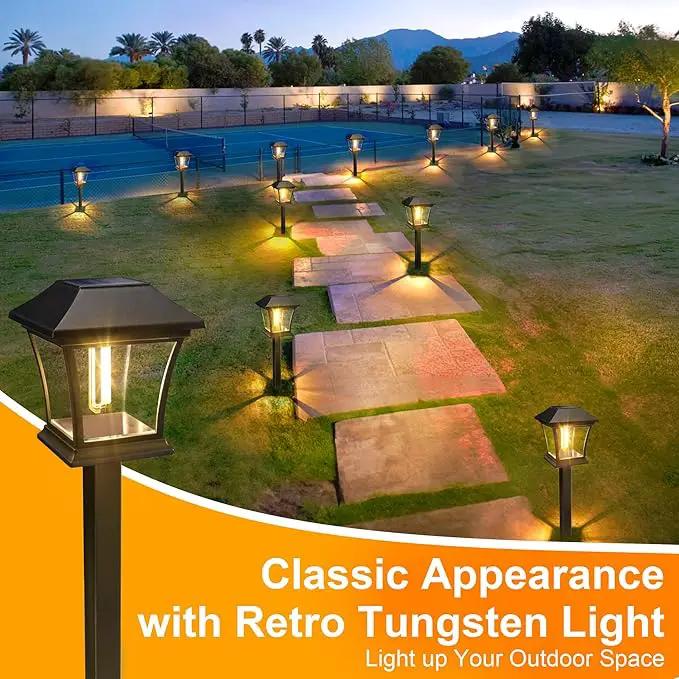 ODEETRONIC Solar Pathway Lights - 6 Pack Solar Garden Lights with Tungsten Filament Bulb, Solar Landscape Lights Outdoor Walkway Lights Waterproof for Lawn Yard Patio Fence Driveway Decor, Warm White by GreenHaven Gardens