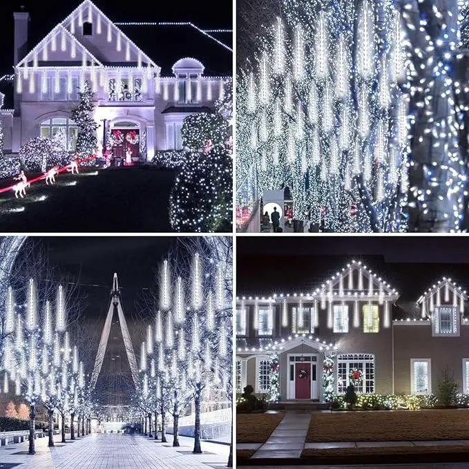 2-Pack Meteor Shower Christmas Lights Outdoor Decorations, Extendable Tree Lights Waterproof 16 Tubes 384 LEDs Falling Rain for Holiday Outside Decor Yard House Xmas Tree (Cool White) by GreenHaven Gardens