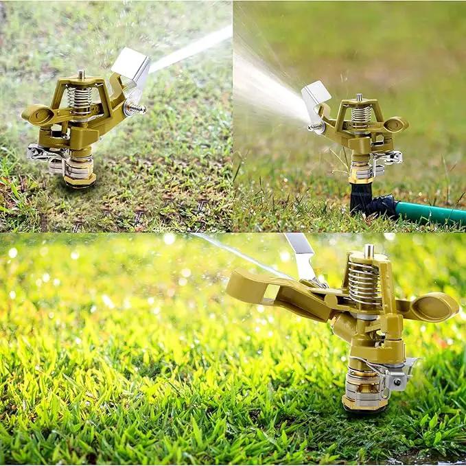 2 Pieces 1/2 Inch Brass Impact Sprinkler, Heavy Duty Sprinkler Head with Nozzles, Adjustable 0-360 Degrees Watering Sprinklers for Yard, Lawn and Grass Irrigation by GreenHaven Gardens