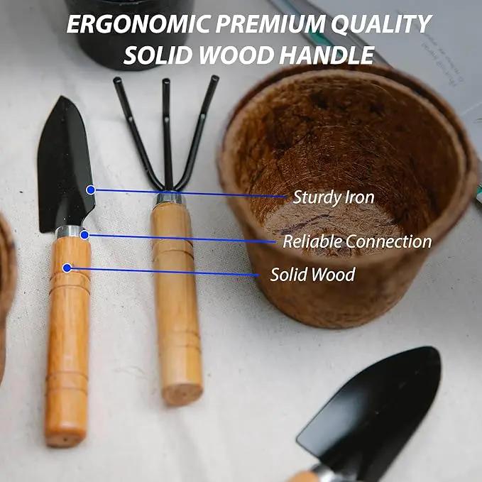 Gardening Tool Set:3 Small Garden Tool, Garden Spade Hand Shovel,Shovel, Trowel and rake. Garden Spade Hand Shovel, Weeding, and Transplantation by GreenHaven Gardens