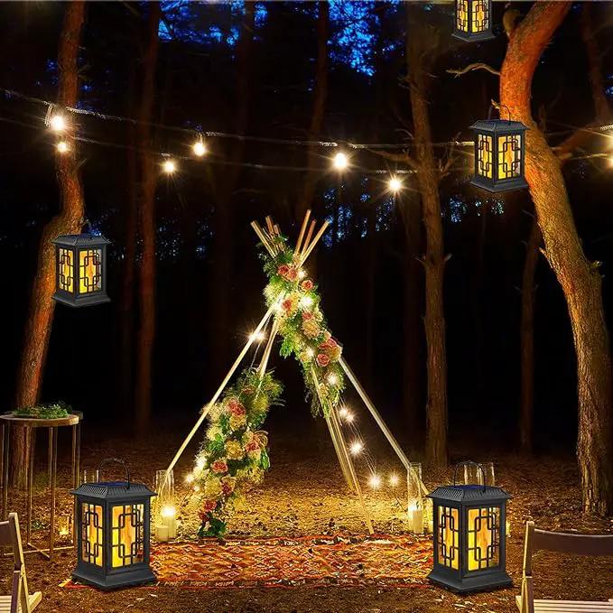 Solar Lanterns Outdoor Waterproof, Hanging Solar Lights for Outside Black Hanging Solar Powered Lantern Decorative for Garden Yard Patio, 4 Pack by GreenHaven Gardens