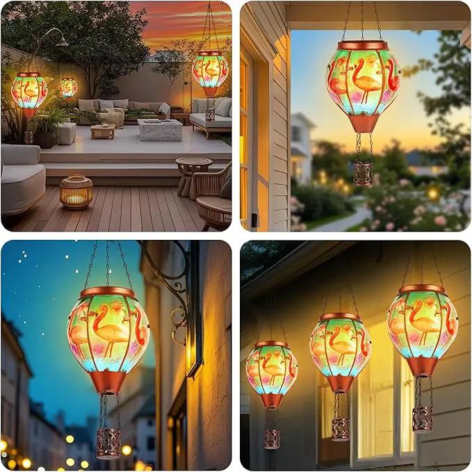 Flamingo Solar Hot Air Balloon Lantern,Outdoor Decor with Flame Lights Waterproof, Hanging for Garden Yard Lawn Patio, Unique Gifts for Women Mom Grandma Gardener for Mother'Day Christmas by GreenHaven Gardens