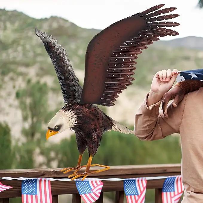 chisheen Bald Eagle Statue Outdoor Garden Sculpture Metal Yard Art Lawn Decorations,Large Eagle Figurines and Statues by GreenHaven Gardens
