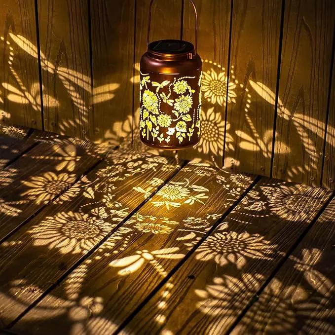 Solar Lanterns Dragonfly Lights Outdoor Decor Hanging Lantern Waterproof Metal LED Sunflower Light Decorative Garden,Yard,Patio,Lawn,Christmas Gifts for Women Mon Grandma by GreenHaven Gardens