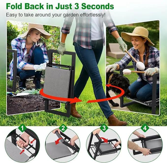 Garden Kneeler and Seat Heavy Duty - Anti-Tip Super Stable Multifunctional Gardening Stool Bench,Wide 12.7" Pads,Foldable Ergonomic Handles for Seniors Women Men Pain-Free Weeding,Planting Yard Work by GreenHaven Gardens