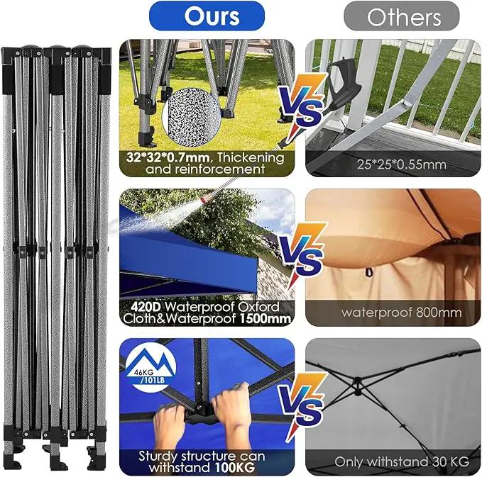 COBIZI 10x20 Canopy with Sidewalls, Heavy Duty Party Tent Pop up carpas para Fiestas, Tents for Parties, Wedding, Outdoor Ez up Foldable Portable Canopy Tent with Wheeled Bag, Navy Blue Upgrade by GreenHaven Gardens