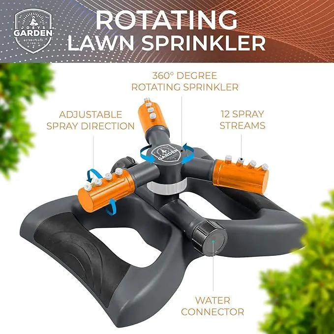 Joeys Sprinkler for Yard, Rotating Garden Sprinkler for Large Area Coverage, Lawn and Yard Sprinklers (Orange) by GreenHaven Gardens