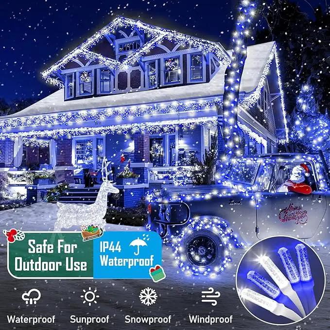 Heceltt 1140 LED 449 FT String Lights Outdoor, 8 Modes Christmas Lights, Waterproof LED String Lights with Timer and Memory Fairy Light Plug in for Wedding Home Party Tree Decorations (Blue and White) by GreenHaven Gardens