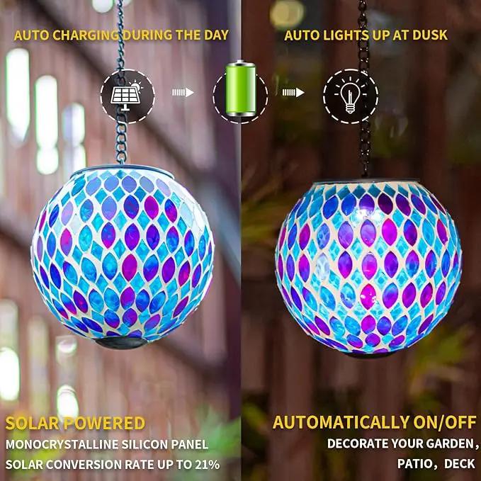 VCUTEKA Hanging Solar Lanterns Mosaic Solar Lights with Hook Up, Outdoor Garden Lights Decor for Yard Tree Fence Patio by GreenHaven Gardens
