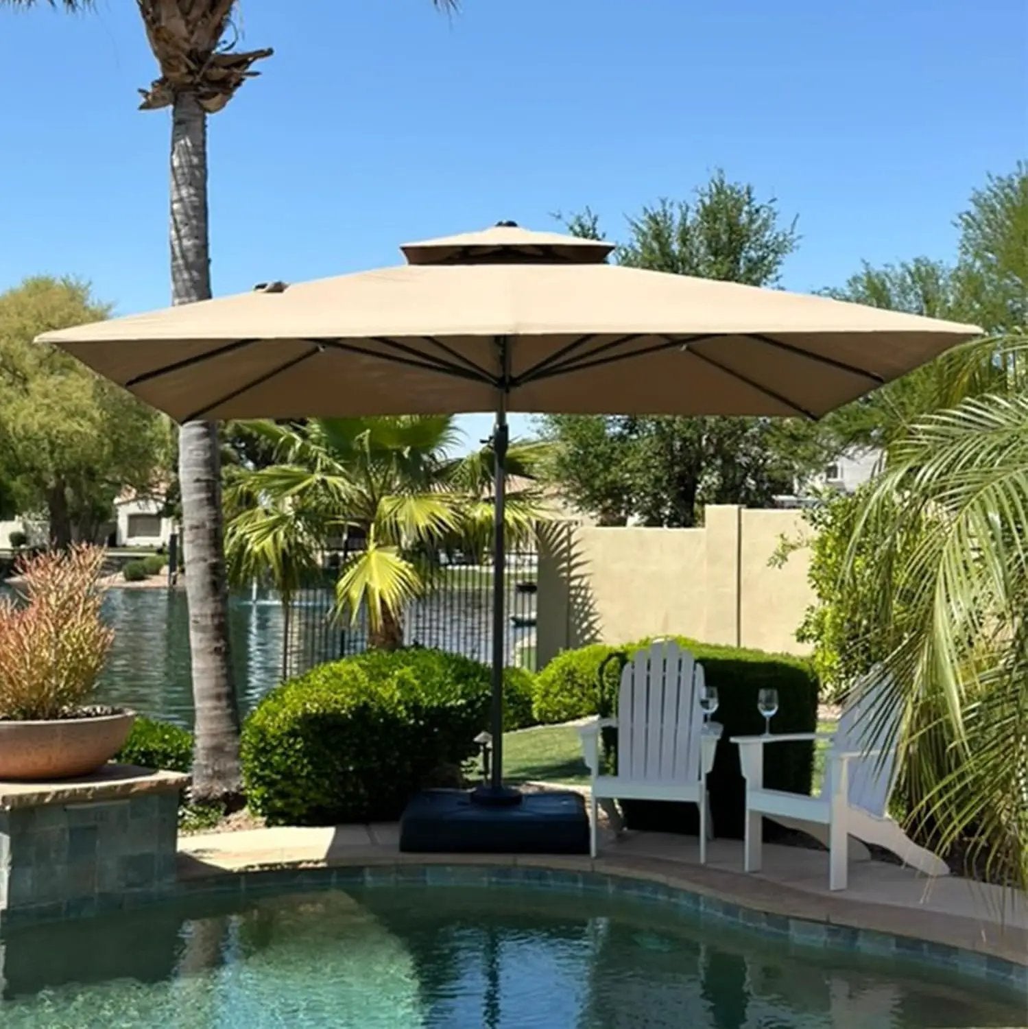 PURPLE LEAF 9' X 12' Cantilever Outdoor Umbrellas Large Patio Umbrella Hanging Double Top Rectangle Offset Umbrella with 360°Rotation Tilting Umbrella Outdoor Patio, Taupe by GreenHaven Gardens