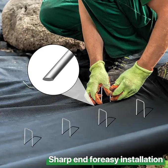 360 Pack 6 Inch Landscape Staples Galvanized Garden Stakes, 11 Gauge Gargen Staples Heavy-Duty Sod Metal Yard Pins Lawn Fence Stakes for Ground Cover Landscaping Fabric by GreenHaven Gardens