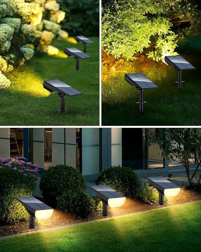 BAXIA TECHNOLOGY Solar Spot Lights Outdoor IP65 Waterproof, 3 Lighting Modes Landscape Lighting for Outside, Dusk to Dawn Solar Pathway Lights for Yard Garden Driveway, Warm White, 1 Pack by GreenHaven Gardens