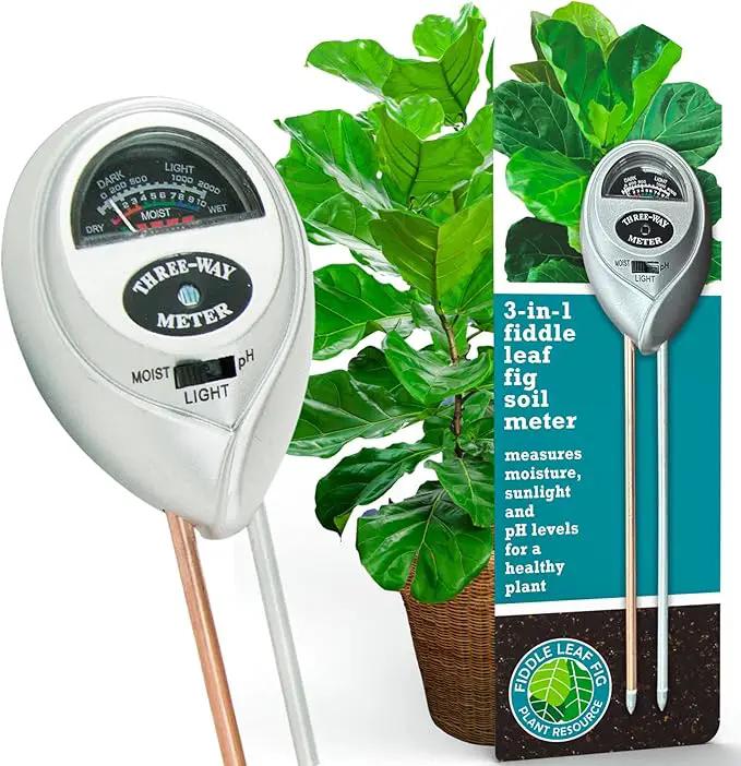 Houseplant Resource Center Fiddle Leaf Fig 3-in-1 Soil Moisture Meter for Plants – Best Indoor Plant Water Meter for Potted Houseplants - Light & Moisture Sensor Probe for Optimal Growth by GreenHaven Gardens