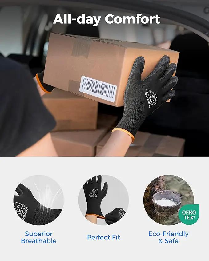 toolant Crinkle Latex Work Gloves Bulk, Rubber Coated Safety Work Gloves for Men and Women, 12 Pairs for Construction, Gardening, Warehouse (Gray, Medium) by GreenHaven Gardens