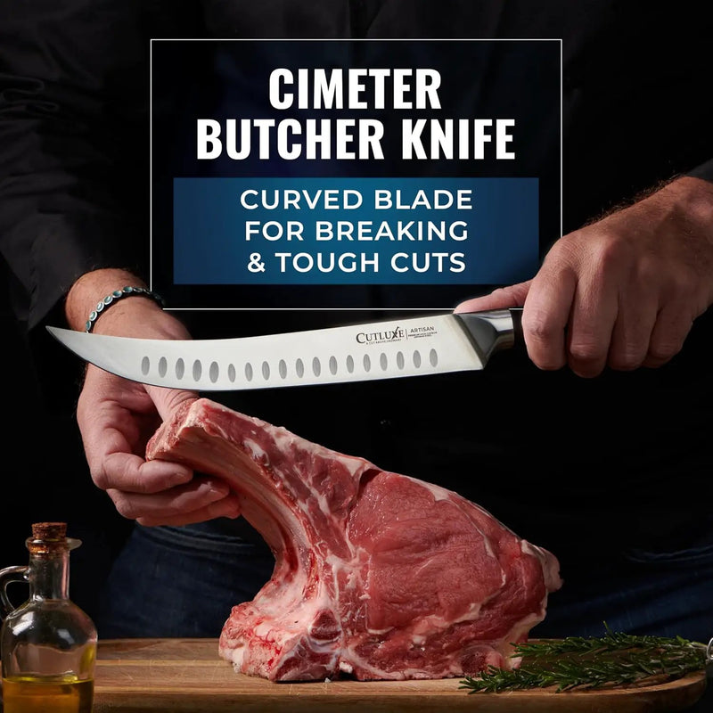 Cutluxe Butcher Knife Set – BBQ Brisket, Breaking & Boning Knife – Slicing Carving Knife Set for Meat Cutting, Ultra Sharp German Steel, Full Tang, Ergonomic Handles – Artisan Series by GreenHaven Gardens