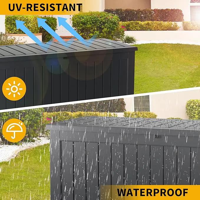 150 Gallon Outdoor Storage Box Waterproof Lockable Resin Deck Box Large, Patio Storage Bin for Pool Accessories Cushion Furniture, Garden Tools, UV-Resistant Outside Delivery Black by GreenHaven Gardens