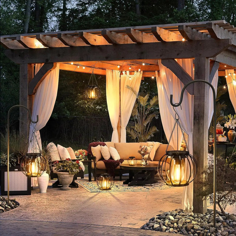 KOOPER Solar Lanterns Outdoor Waterproof, Upgraded Metal Hanging Solar Lights Outdoor Lanterns, Brighter Auto On/Off Outdoor Hanging Lantern for Yard Patio Pathway Porch Garden Decor 2 Pack by GreenHaven Gardens