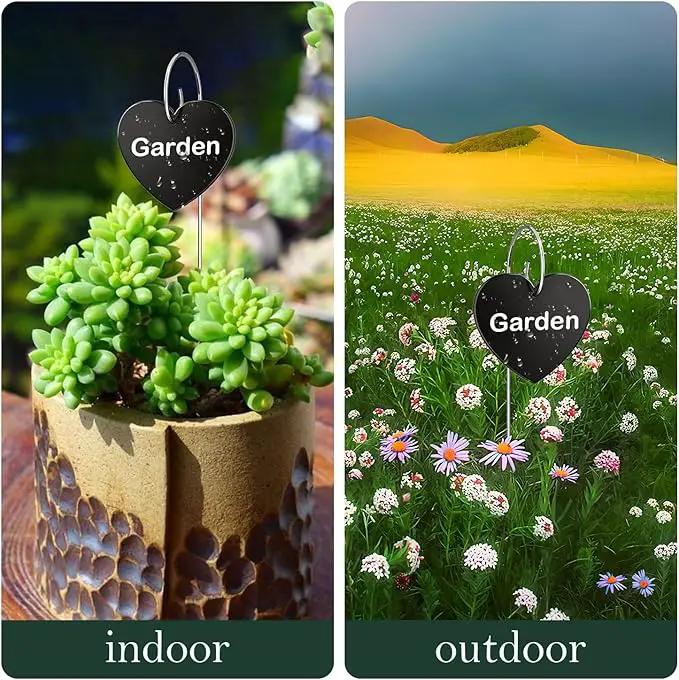 30-Pack Iron Metal Heart Shaped Garden Markers Weatherproof Metal Plant Labels Large Planting Seedling Stake Signs, for Seedlings Herbs Vegetable Greenhouse Gifts with White Marker Pen Labels by GreenHaven Gardens