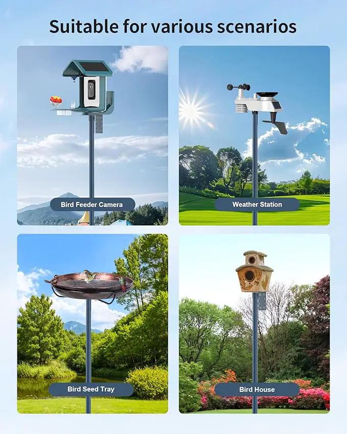 Bird Feeder Pole Stand – 60 Inch Height Feeding Station with 1-Inch Dia Heavy Duty for Hanging Feeders, Bird House Pole Mount Kit for Outdoor, Slip-Fit Connection，Blue by GreenHaven Gardens