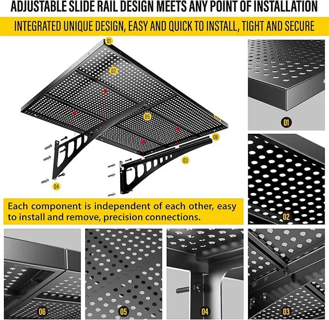 2-Pack 2x3ft Adjustable Garage Wall Shelving 560lbs Load Capacity Heavy Duty Wall Mounted Storage Shelf Metal Floating Shelves for Garage(Black) by GreenHaven Gardens