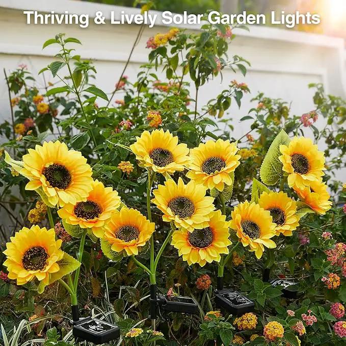 Solar Garden Lights Outdoor Waterproof, AHAORIGIN 3 Pack Sunflower Solar Lights for Outside with 9 Lifelike Sunflower, 36 Bright LED Solar Powered Outdoor Lights for Yard Pathway Garden Decorations by GreenHaven Gardens