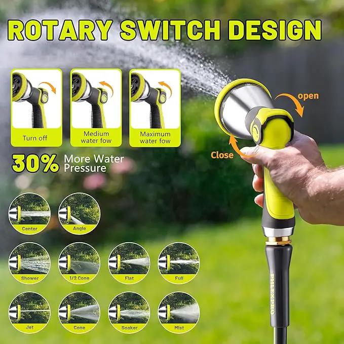Retractable Garden Hose Reel 160Ft Extra Long, PHLEX PRO Heavy Duty Automatic Water Hose Reel Wall Mounted with 10 Pattern Nozzle, Any Length Lock, Slow Return System, 180°Swivel Bracket by GreenHaven Gardens