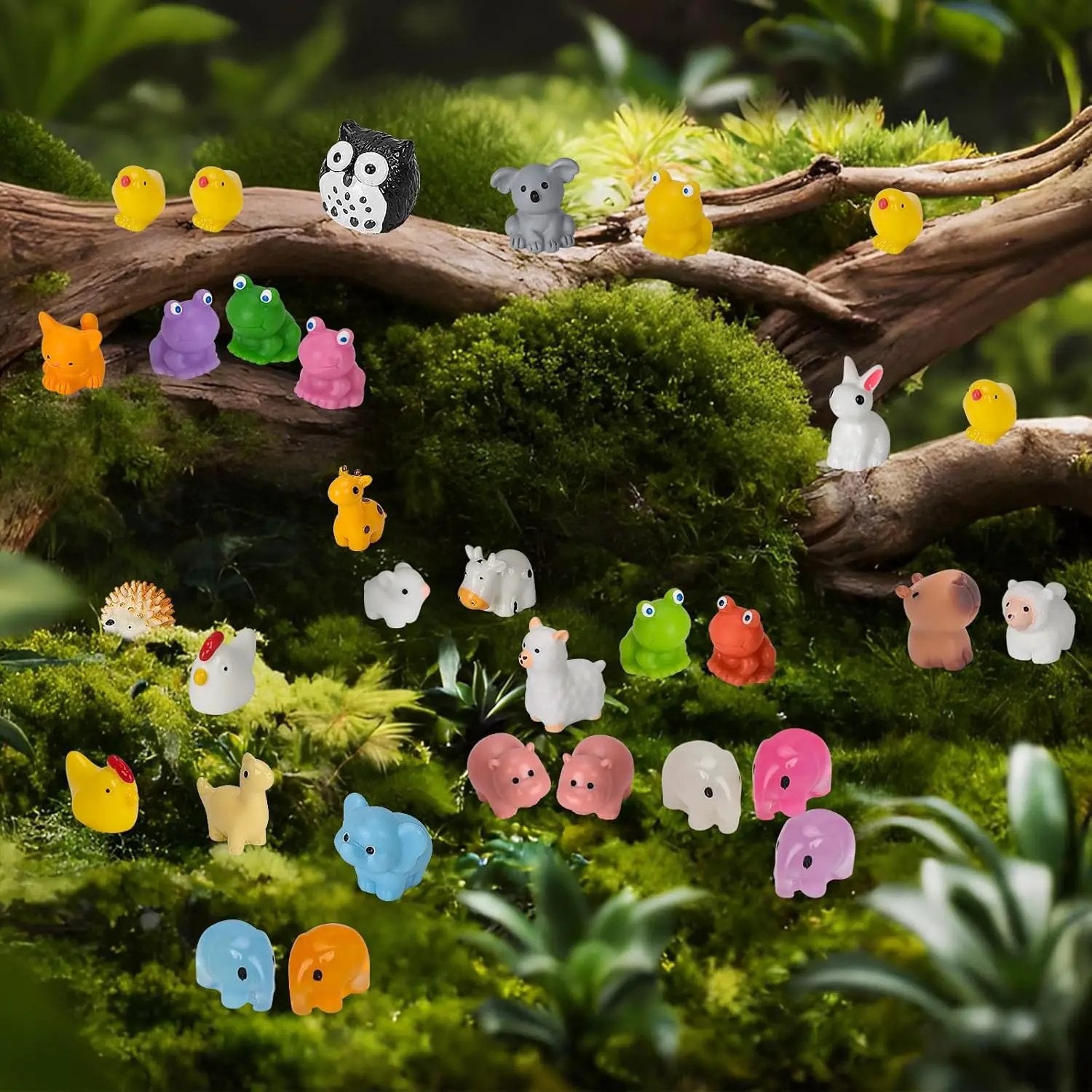 150 Pcs Mini Resin Animals, Miniature Animals to Hide Luminous Tiny Figurines Bulk Glow in The Dark Bulk for Fairy Garden Aquarium by GreenHaven Gardens