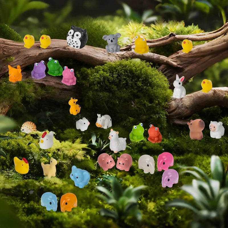 150 Pcs Mini Resin Animals, Miniature Animals to Hide Luminous Tiny Figurines Bulk Glow in The Dark Bulk for Fairy Garden Aquarium by GreenHaven Gardens