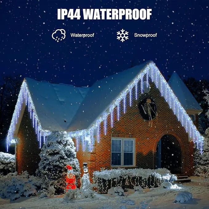 Icicle Lights Outdoor, 19.8Ft Meteor Shower Lights with 20 Tubes, Snowfall Shooting Star Light Effect, Falling Cascading Crystal Christmas Decorations for House, Eave, Roofline, Patio, Blue by GreenHaven Gardens