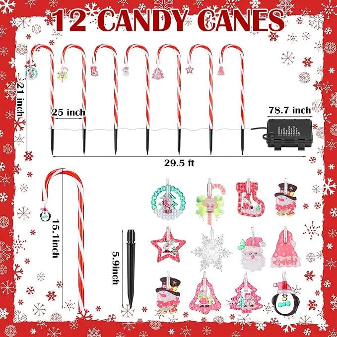 12 Pcs Christmas Candy Cane Lights Outdoor Christmas Decorations Battery Operated Candy Cane Pathway Markers Light 84 LED Candy Cane Stake Waterproof with 8 Modes for Yard Garden Lawn Tree Decor by GreenHaven Gardens