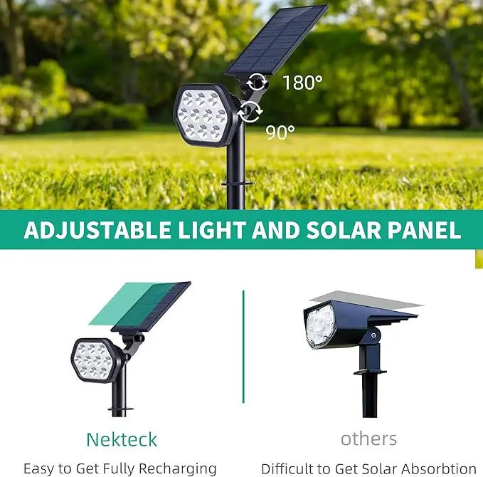 Nekteck Solar Lights Outdoor,10 LED Landscape Spotlights Powered Wall Lights 2-in-1 Wireless Adjustable Security Decoration Lighting for Yard Garden Walkway Porch Pool Driveway (2 Pack, Warm White) by GreenHaven Gardens
