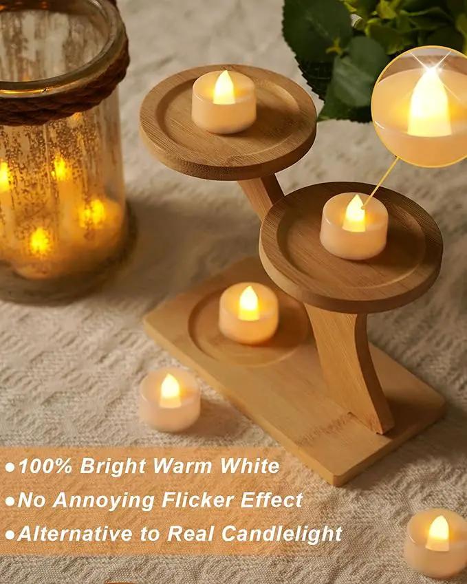 BEICHI Set of 24 Flameless LED Tea Lights Bulk, Electric Tealight Candles, Small Fake Candles Battery Operated, Warm White Flickering Mini Candles for Christmas, Home Decor by GreenHaven Gardens
