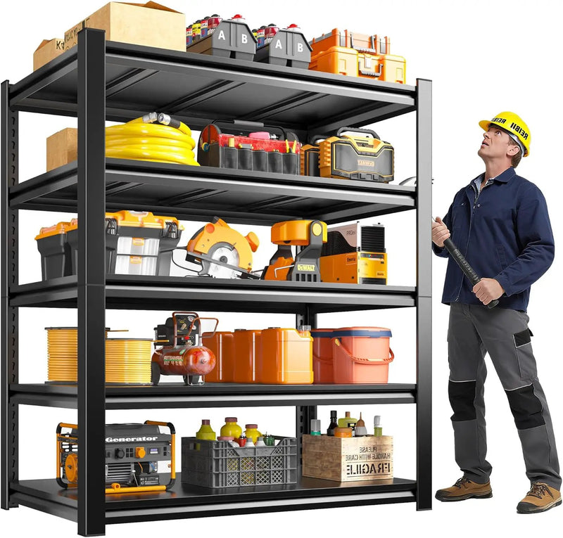 REIBII Garage Shelving, 3000 LBS Garage Shelves, Adjustable Metal Storage Shelves, 5 Tier Heavy Duty Shelving Units for Garage, Basement, Warehouse, Kitchen, Pantry, 72" H x 36" W x 16" D by GreenHaven Gardens