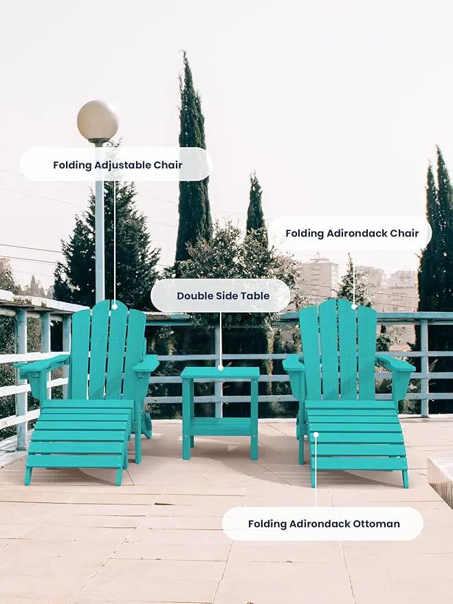KINGYES Folding Adirondack Ottoman for Adirondack Chair, Aruba by GreenHaven Gardens