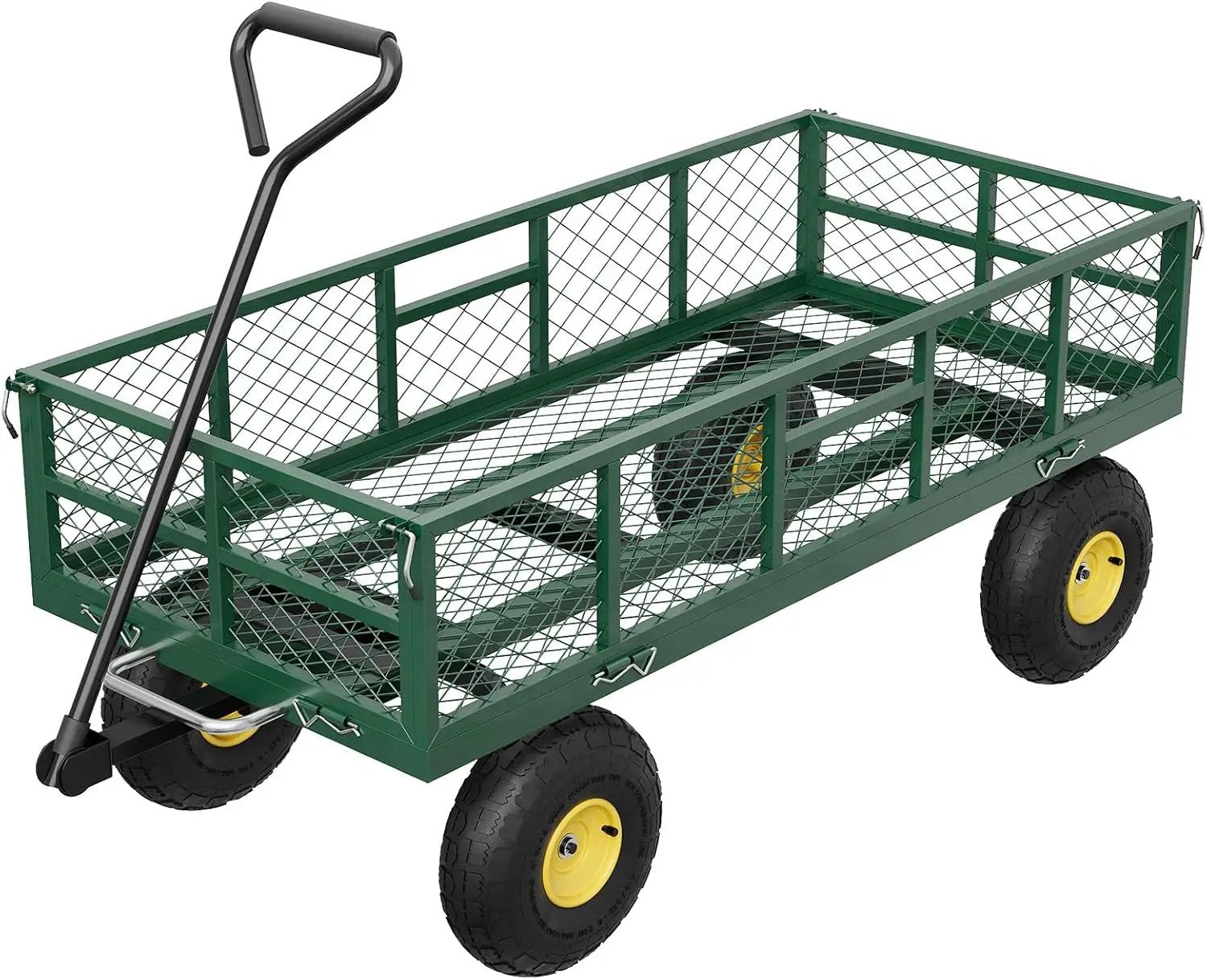 900 LBS Garden Dump Cart with Removable Sidewalls, Heavy Duty Steel Dump Wagon with 180° Swivel Handle & 10-inch Tires, Yard Cart Utility Wheelbarrow for Backyard Farm by GreenHaven Gardens