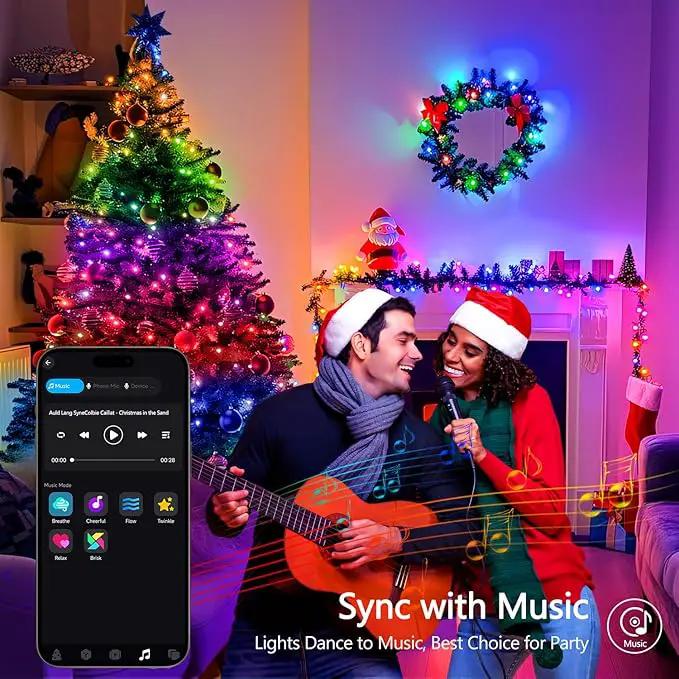 JMEXSUSS 200 LED RGB String Light Outdoor Indoor, Christmas Lights Outdoor Clear Wire Christmas Lights Plug in for Bedroom Tree Room Party Birthday Decorations by GreenHaven Gardens