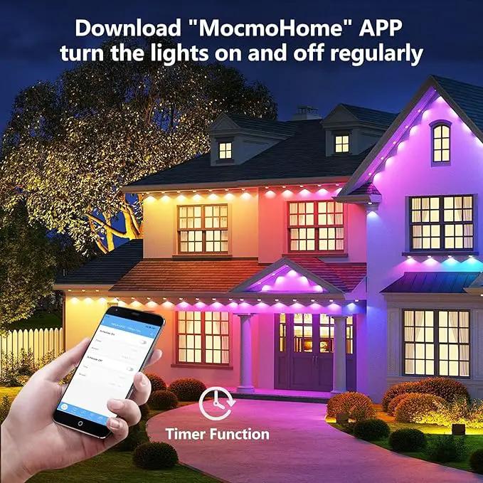 Permanent Outdoor Lights for House,50FT Eave Lamps with 30 RGB LED,IP67 Waterproof Year-Round Outdoor Decorative Lights with APP & Remote Control for Garden Party Christmas Holidays by GreenHaven Gardens