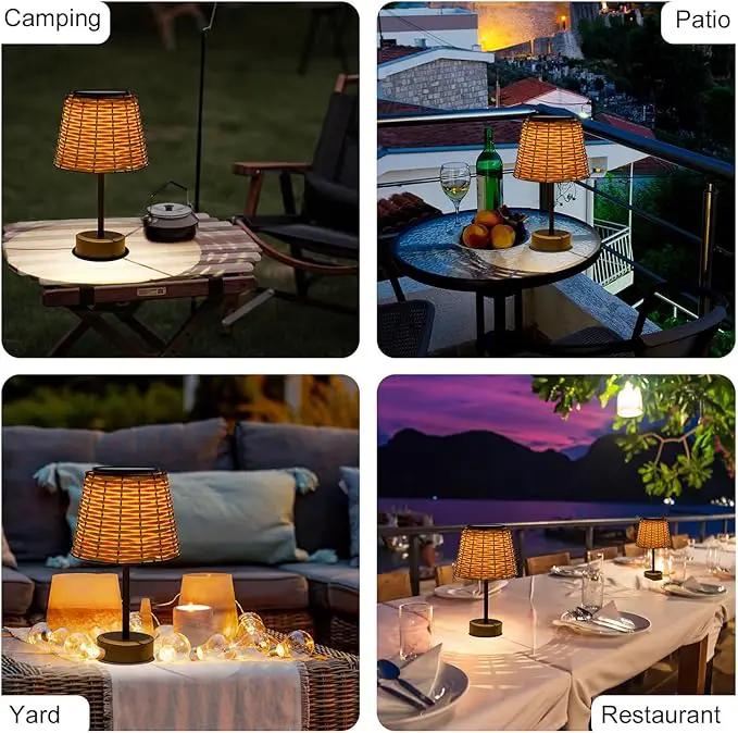 Solar Table Lamps for Outside,Handmade Rattan Woven LED Desk Outdoor Lamp Waterproof Boho Decoration for Garden,Yard,Patio,Porch,Trees,Lawn,Pathway(Austin Natural Brown) by GreenHaven Gardens