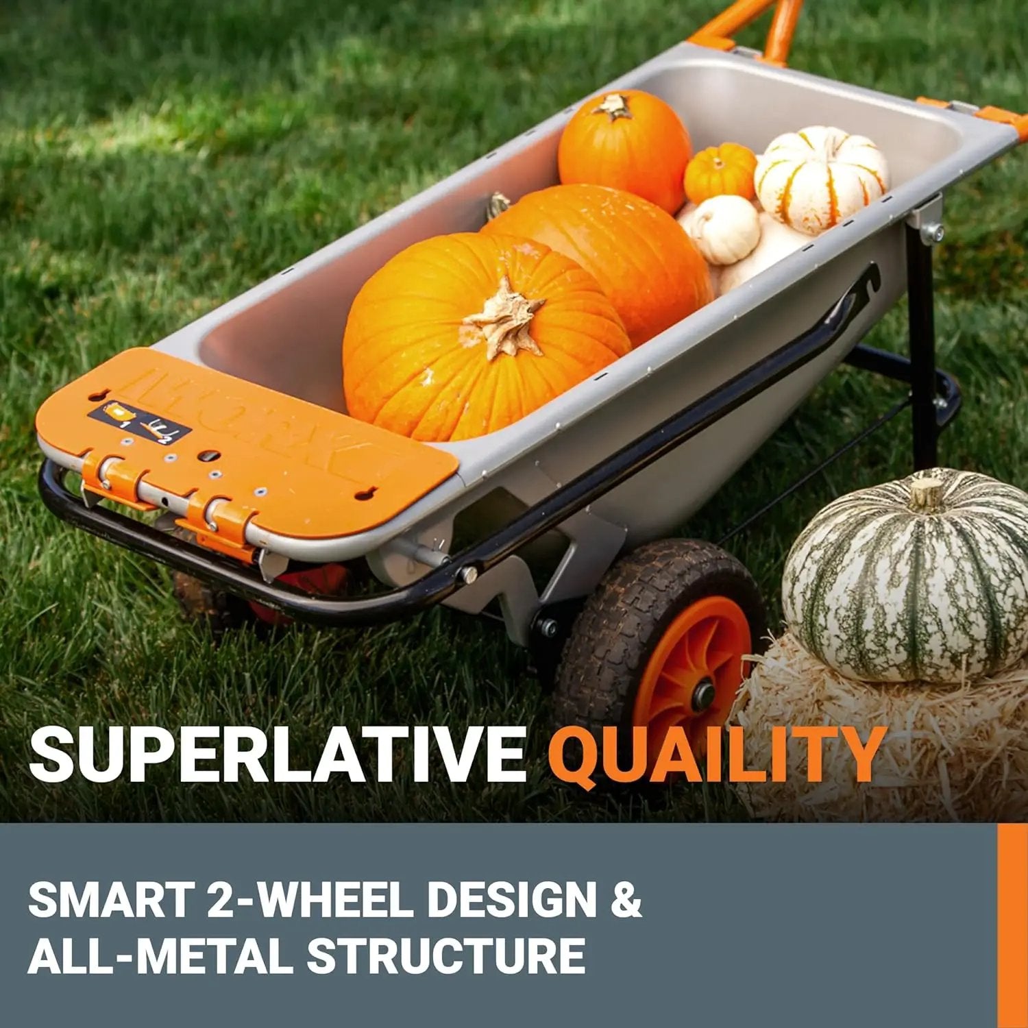 Worx WG050 8-in-1 Aerocart Garden Cart/Wheelbarrow Heavy Duty/Dolly by GreenHaven Gardens