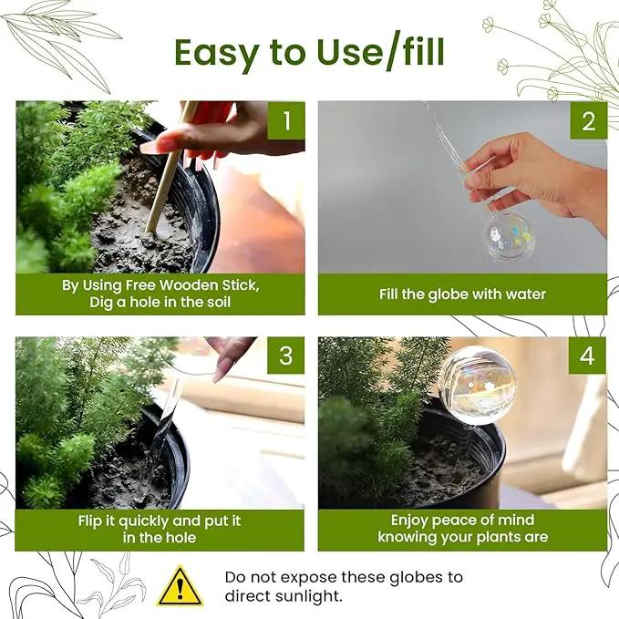 4 Pcs Iridescent Self Watering Globes, Glass Rainbow Plant Watering Globes, Self Watering Planter Insert, Automatic Plant Waterer Indoor, Plant Watering Devices, Plant Water Globes, Watering Bulb by GreenHaven Gardens