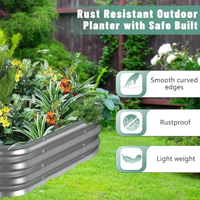 Raised Garden Bed, 2×2×1ft Galvanized Steel Planter Boxes, Heavy Duty Outdoor Raised Garden Bed Planter Kit for Gardening, Rustproof Garden Beds for Vegetables, Fruits, Flower Grow by GreenHaven Gardens