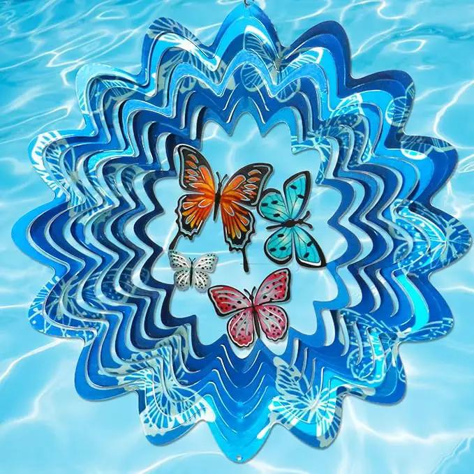 Butterfly Wind Spinners,12In Stainless Steel 3D Wind Spinner for Yard and Garden,Butterfly Gifts for Women Mom Grandma Wife Father,Outdoor & Indoor Hanging Kinetic Yard Art Decorations by GreenHaven Gardens